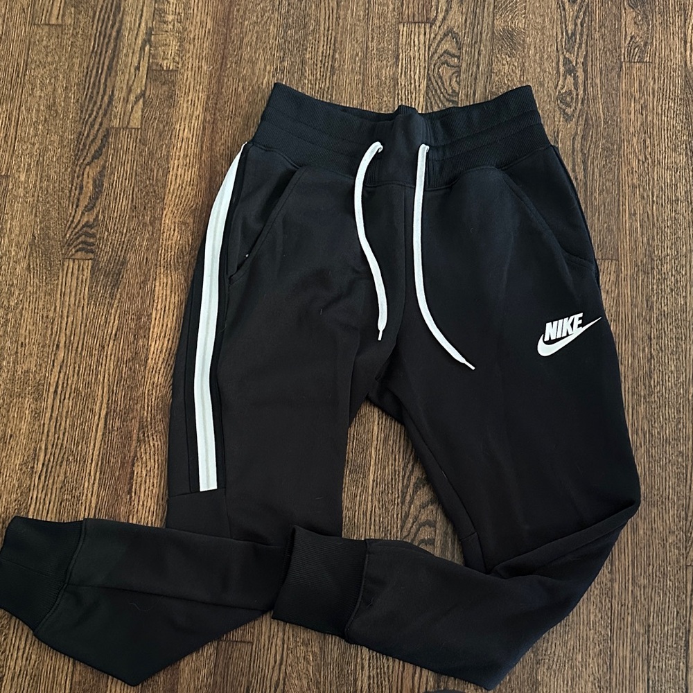Nike  Black Sweatpants with White Accents